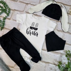 Hopster Vest Footed Tights and Bunny Beanie set